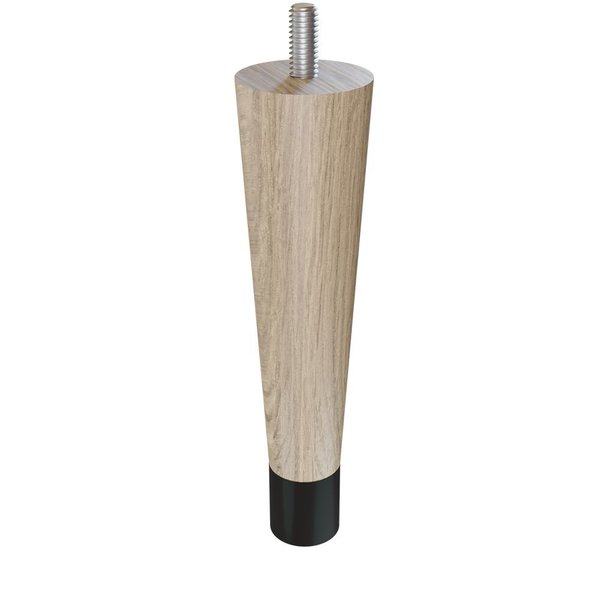 Designs Of Distinction 6" Round Tapered Leg with bolt and 1" Flat Black Ferrule - White Oak 01240006WKWR6